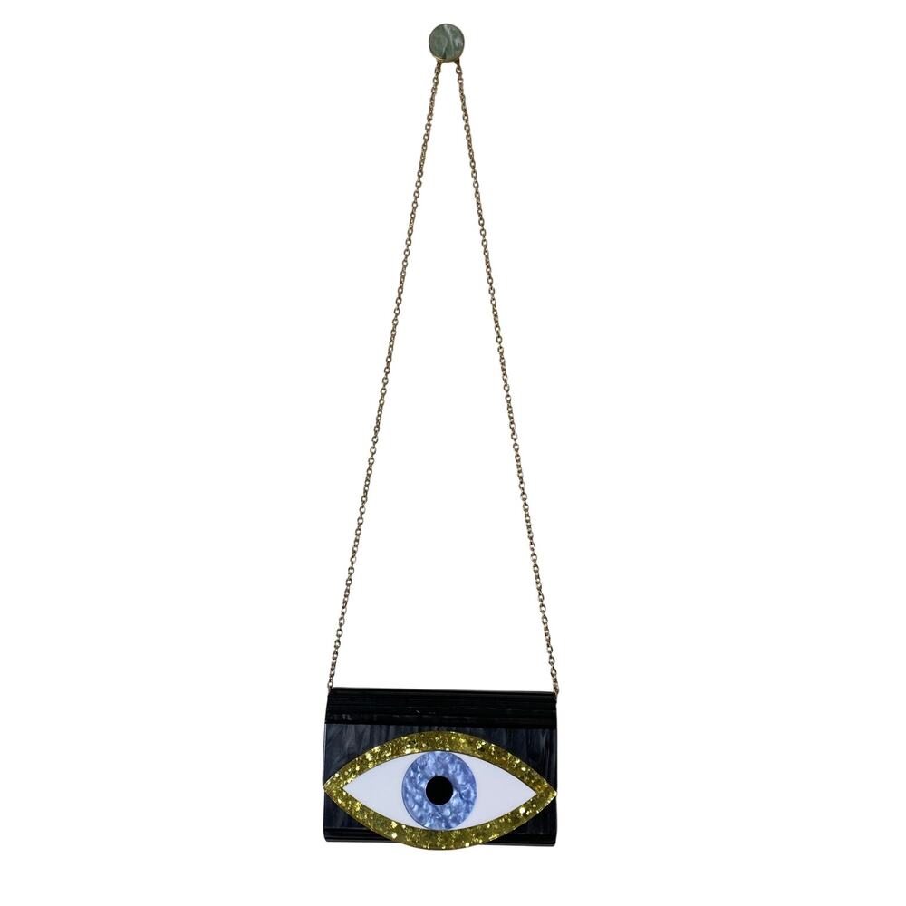 KURT GEIGER LONDON Evil Eye Lucite Chain Strap Clutch Bag